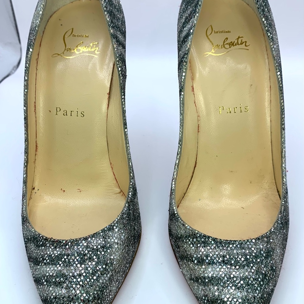 Christian Louboutin Pigalle Follies 100 Glitter Sirene High Heels S 37 - Picture 6 of 15